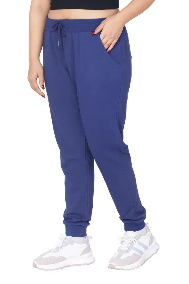 100% Cotton Treggings Trouser / Pant for Women (Blue, M)