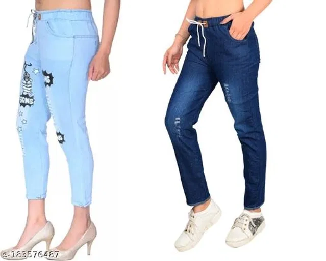 Denim Jeans for Girls (Blue, 11-12 Years) (Pack of 2)
