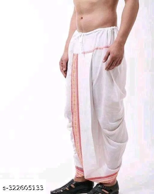 Dhoti for Men (White, Free Size)