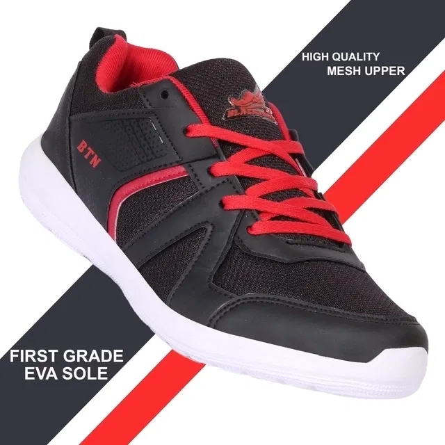 Blacktown Sports Shoes for Men (Black & Red, 8)