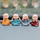 Miniature Buddha Monk Statues for Home Decor and Gifts Set of 4 