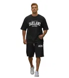 Polyester Printed Co-Ord Set for Men, Black 
