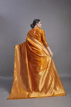 Litchi Silk Zari Woven Saree for Women, Mustard 