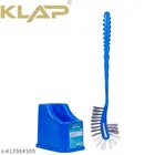 Hockey Shape Toilet Cleaner Brush with Holder Stand (Blue)