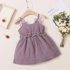 Cotton Blend Solid Dress for Girls 