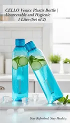 CELLO Venice Plastic Water Bottle Unbreakable and Hygienic 1 Litre (Green, Pack of 2)