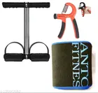 Single Spring Tummy Trimmer with Hand Gripper & Sweat Belt 