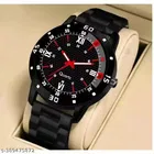 Black Dial Analog Watch with PU Strap for Men