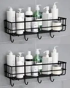 Wall Mounted Storage Organizer for bathroom & living Hall - Black (Pack of 2)
