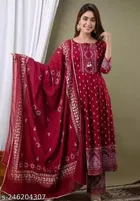Rayon Printed Kurta with Pant & Dupatta for Women 