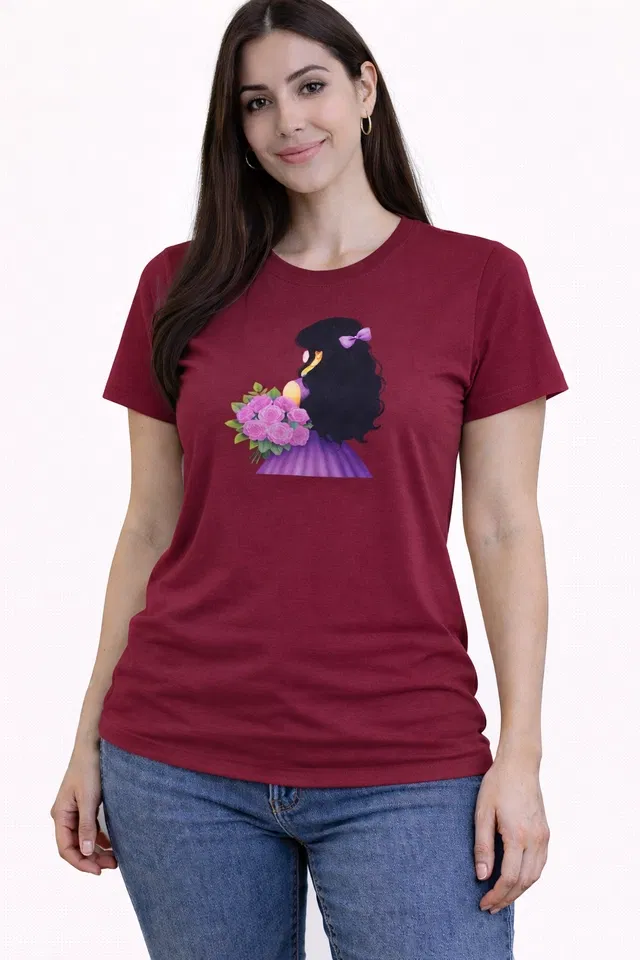 Cotton Blend Printed T-shirt for Men, Maroon (M)