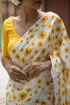 Chanderi Cotton Floral Printed Saree for Women 