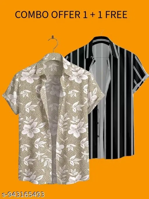 Casual Shirts for Men, Pack of 2 (Multicolor, XXL)
