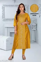 Embroidered Chanderi Cotton Kurti for Women, Pack of 2 