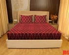 Cotton Elastic Fitted Double Bedsheet with 2 Pillow Covers (Red, 78x72 inches)