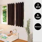 Polyester Blackout Plain Brown Window Curtain 5ft Combo 