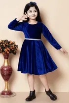 Velvet Solid Dress for Girls 