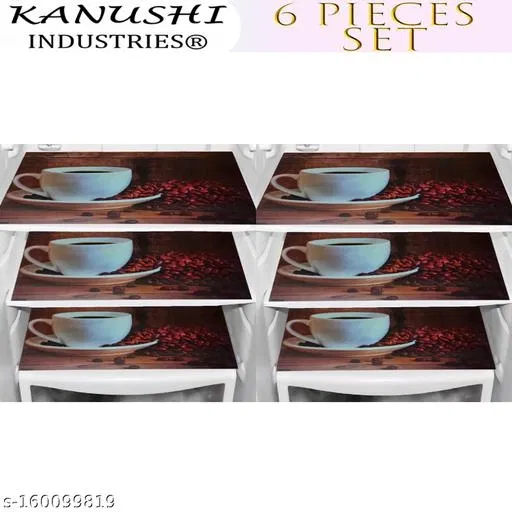 KANUSHI® PVC Fridge Multi Purpose Mats / Fridge Mats Set Of 6 / Refrigerator Mats Set(FRIMAT-M-31-06)