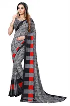 Kanooda Prints Georgette Women Saree With Un-stitched Blouse 
