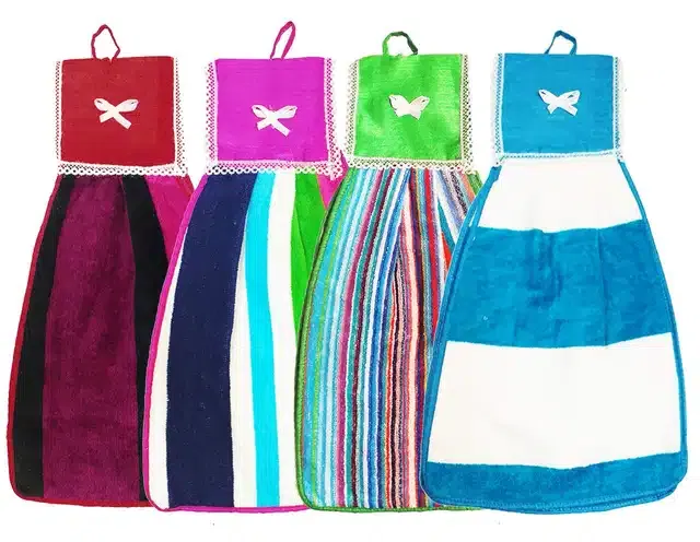 Cotton Hanging Hand Towel (Multicolor, Pack of 4)