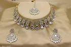 Kundan Choker with Earrings Set (Silver, Set of 1)