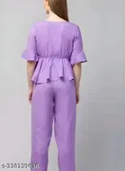 Polyester Solid Clothing Set for Girls, Purple 