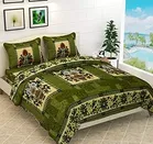 Woolen Double Size Bedsheet with 2 Pillow Covers (Green, 90x90 Inches)