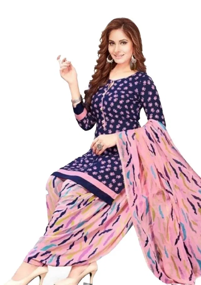 Yashika Unstitched Crepe Salwar Suit Material (Pink) (Y-363)
