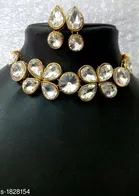 Women'S Alloy Gold Plated Jewellery Set, White