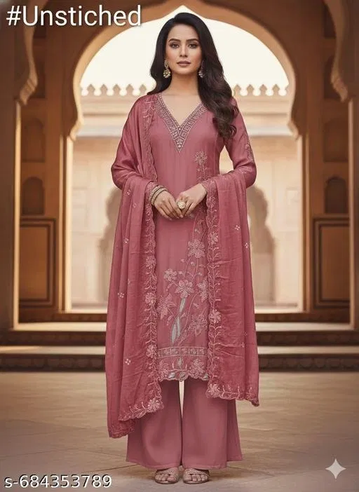 Silk Blend Punjabi/All Over Suits for Women (Multicolor, 5.85 meter (S)