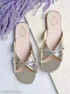 Shoetopia Girls Solid Flat Sandals Gold Size 7