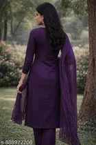 Floral Embroidered Cotton Blend Kurta Pant With Dupatta Set for Women 