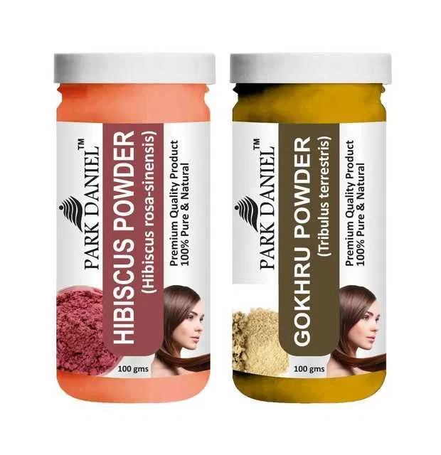 Park Daniel 100% Pure & Natural Hibiscus Powder & gokhru Powder (Pack Of 2, 100 g) (SE-1170)