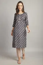 Cotton Printed Kurti with Bottom & Dupatta Set for Women 