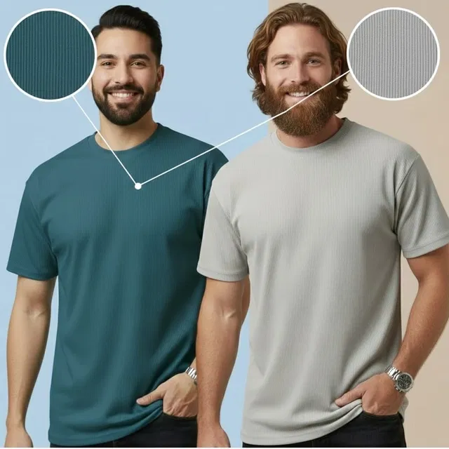 Polyester Round Neck T-shirt for Men, Multicolour, Pack of 2 (XL)