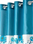 Alaqsa Blue Floral Polyester Door Curtain 7ft Combo 