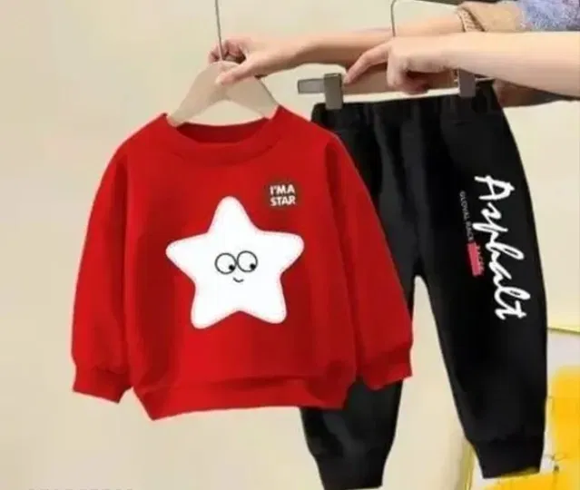 Hosiery Clothing Set for Kids (Red & Black, 0-6 Months)