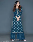 Rayon Printed Kurti with Palazzo Set for Women 