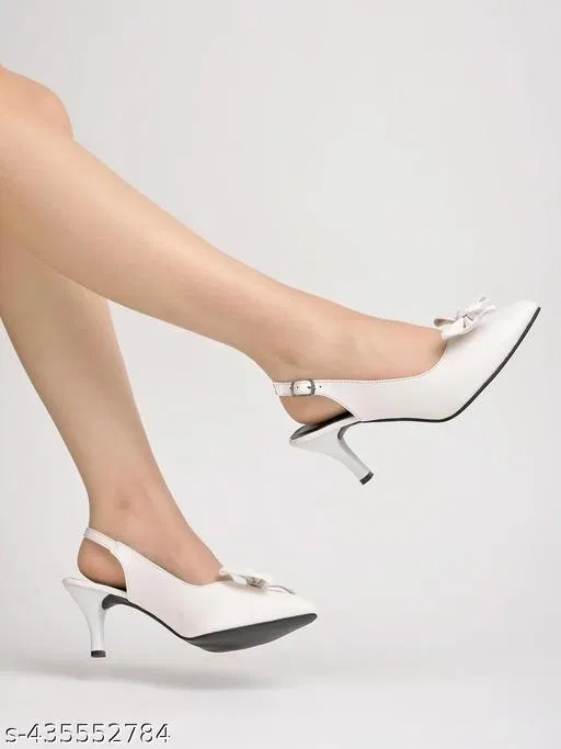 Shoetopia Solid Block Heels for Kids (White, 8-9 Years)