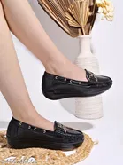 Shoetopia Solid Synthetic Loafers for Girls 