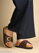 Shoetopia Flat Sandals Brown Size IND-4