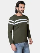 Cotton Blend Round Neck T-shirt for Men, Olive 