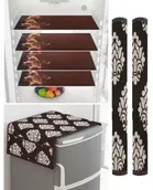 Knit Printed Fridge 4 Pcs Mat with 2 Pcs Handle & Top Cover 
