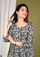 Rayon Kurti for Women, Black 