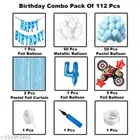 Racing Bike Theme 4th Happy Birthday Decoration Items For Girls, Multicolor, Pack of 112