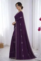 Bollywood Satin Embroidered Saree for Women 