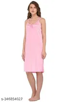 Satin Solid Nightdress for Women, Yellow & Pink, Pack of 2 