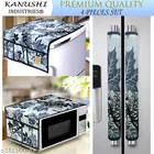 KANUSHI Industries® Fridge Covers / Refrigerator Cover + 2 Pc Handle Cover + 1 Pc Microwave/Oven Cover For Top 