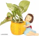 Terracotta Decorative Cute Girl Pot for Home Decor 