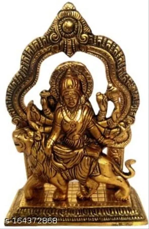 Durga Maa Murti (Metal, Yellow)